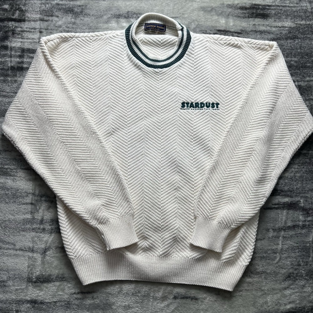 Vintage Stardust Resort Casino Sweater Sz Large Andrew Rohan Chevron Knit